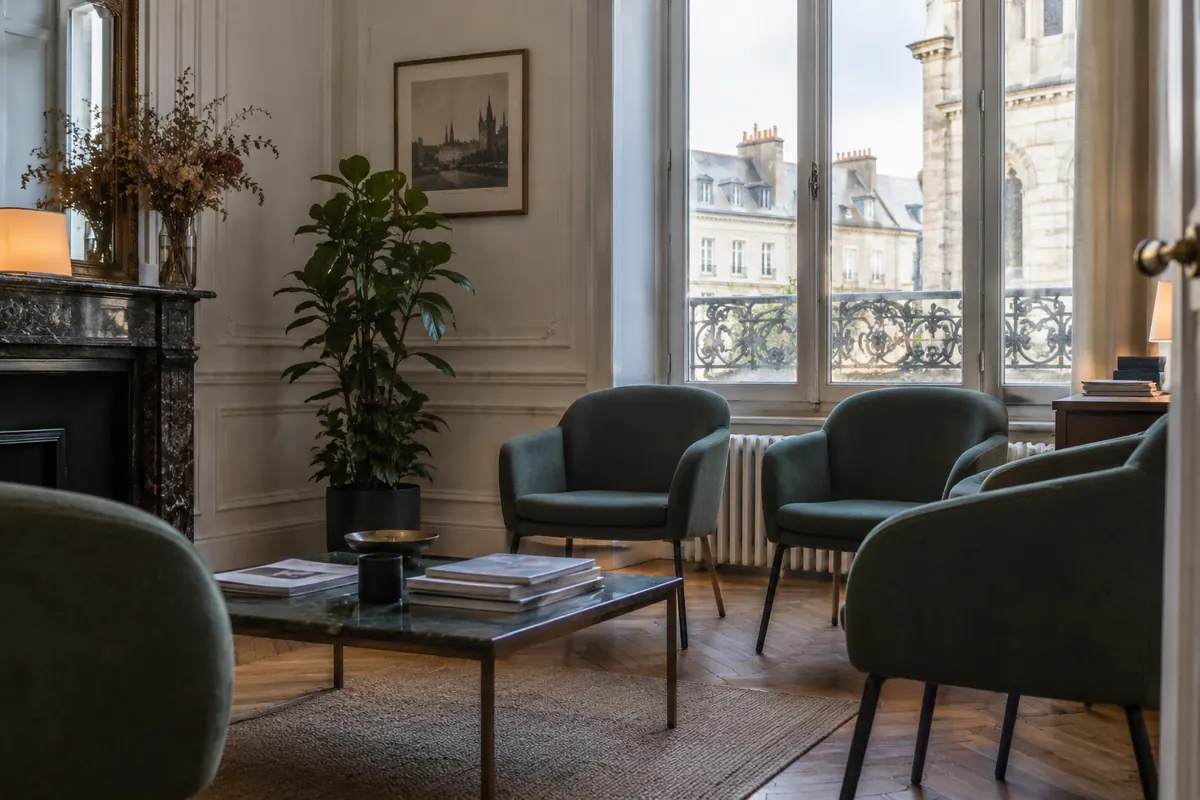 Salle d’attente d’un cabinet de conseil — image d’ambiance générée par IA