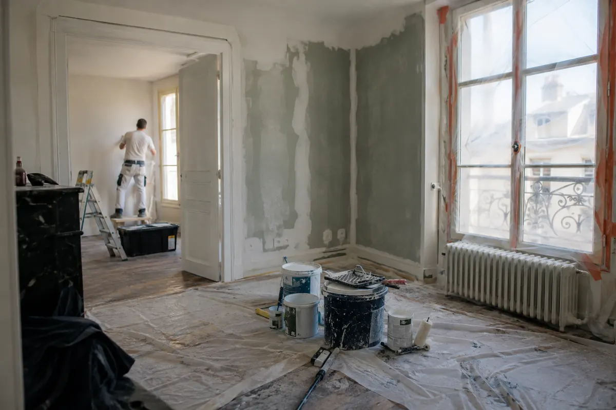 Appartement en cours de rénovation — image d’ambiance générée par IA